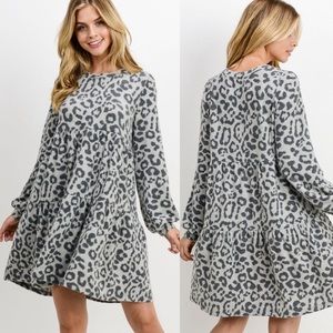 Georgianna Fleece Leopard Print Dress
